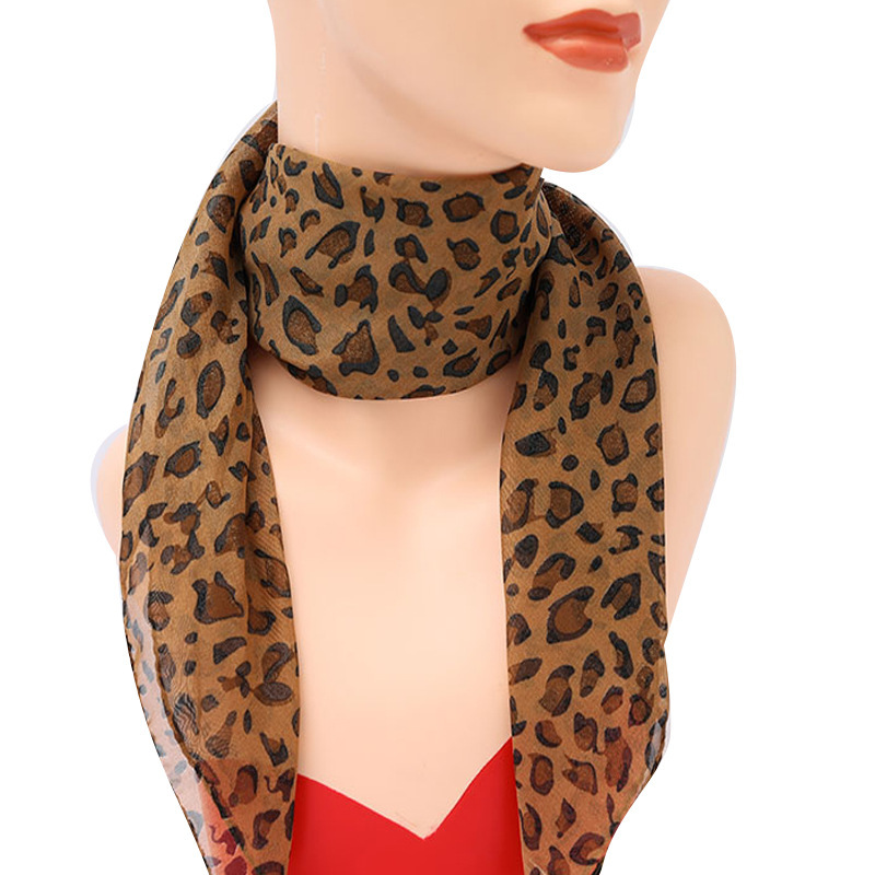 Small square scarf DIY chiffon hair spring and autumn scarf leopard print neck protection scarf chiffon scarf new thin scarf 2023