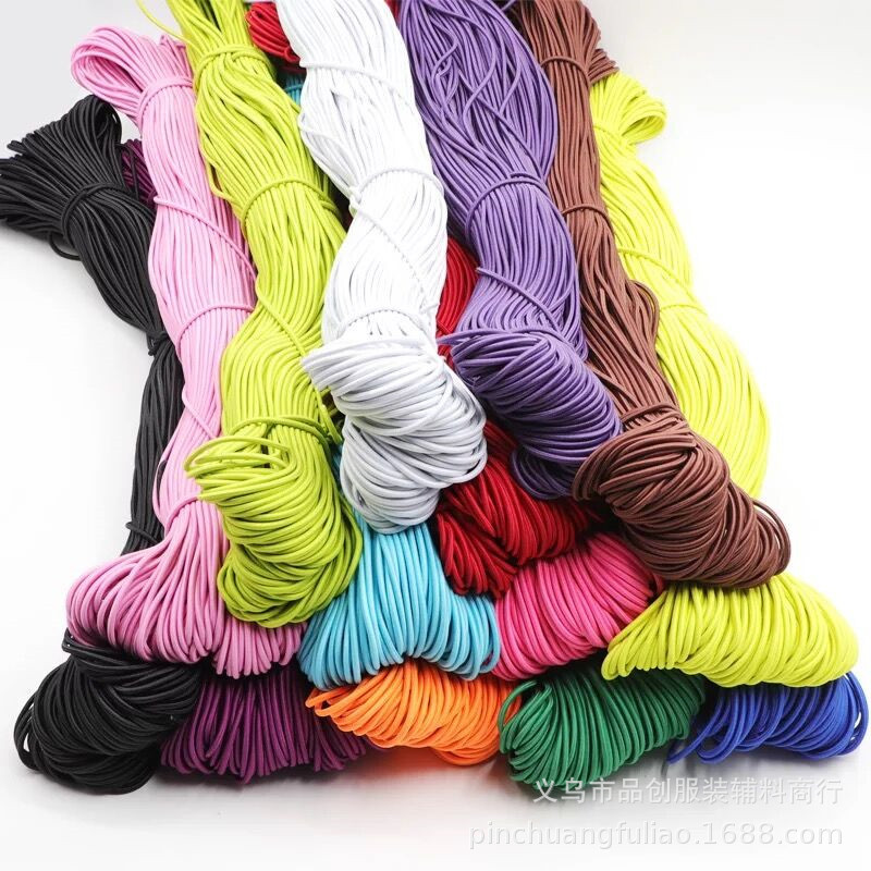 进口高弹力彩色1.2-3MM圆形松紧带 躺椅弹力绳衣服裤子服装橡皮绳