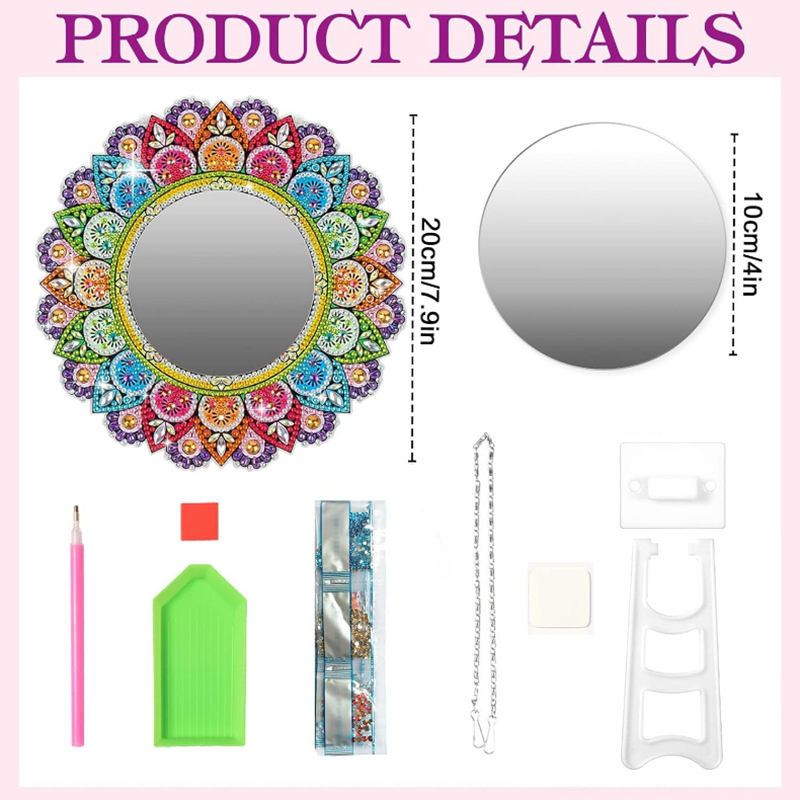 Espejo de pintura de diamantes 5d Mandala Espejo de maquillaje Cristal Diamante de forma especial Diy Colgante de diamante de una cara Acrílico Spot