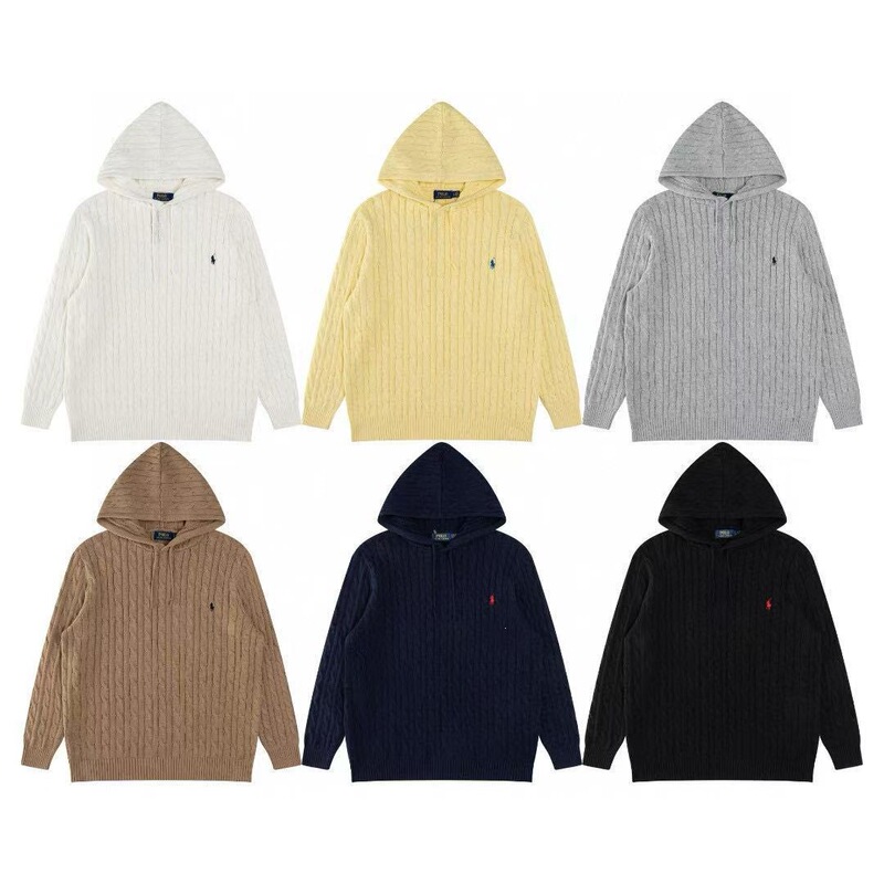 25 New Winter Style Rl Small-Sized Cable Knit Hooded Sweater for Men and Women