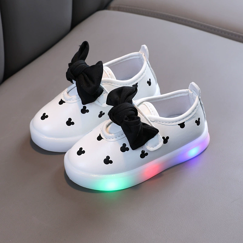 Sneakers with bow, shoes for leisure for princess, 2021 collection, Korean style, wholesale