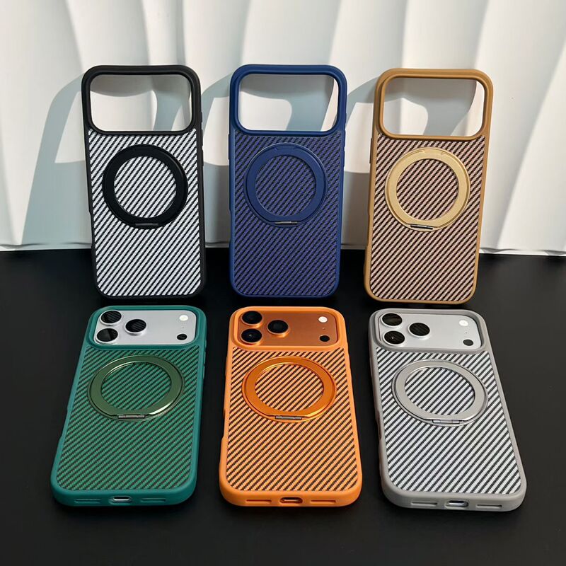 Suitable for Iphone17Promax Mobile Phone Case, Carbon Fiber Pattern Rotating Stand, Magnetic Suction, Anti-Fall Protective Cover for Apple 15 Suitable for Iphone17Promax Mobile Phone Case, Carbon Fiber Pattern Rotating Stand, Magnetic Suction, Anti-Fall Protective Cover for Apple 15