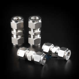 304/316不锈钢卡套直通中间接头等径二通卡套两通变径异径仪表管8