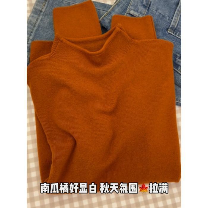 高級感の小さい立襟のセーターは底の女性の冬の修身の長袖の冬の半高襟のニットの秋冬の新型の上着を打ちます。