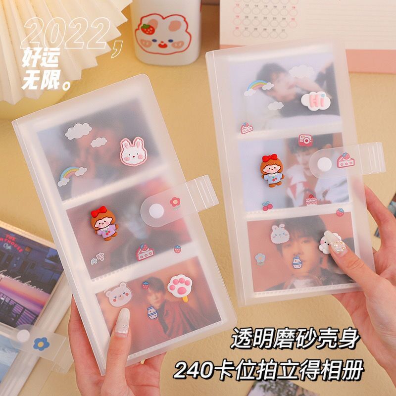 バブルマート ブラインドボックス カード収納ブック 4グリッド 大容量 3inch ポラロイドコレクション 小型カード 名刺コレクションブック|undefined