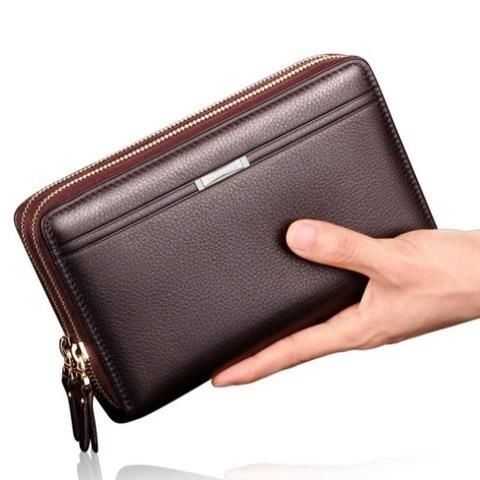 Men's Clutch Soft Leather Sense Business Large Capacity Handbag Men's Business Casual Handbag Wallet Men's Leather Bag