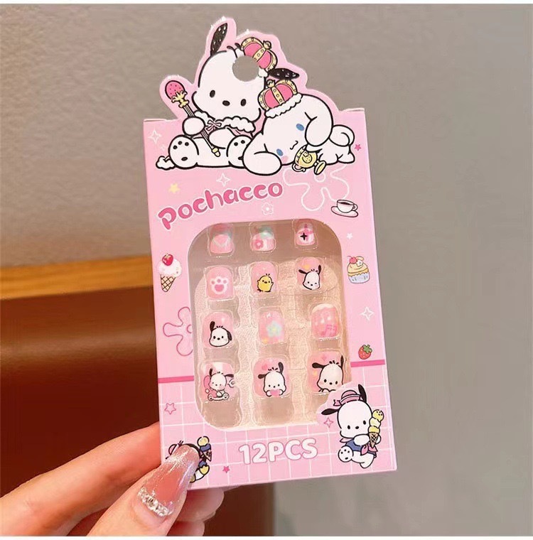 Niños Sanrio pegatinas de uñas para niñas Cullome pegatinas desmontables impermeables para niñas parches de manicuras autoadhesivos