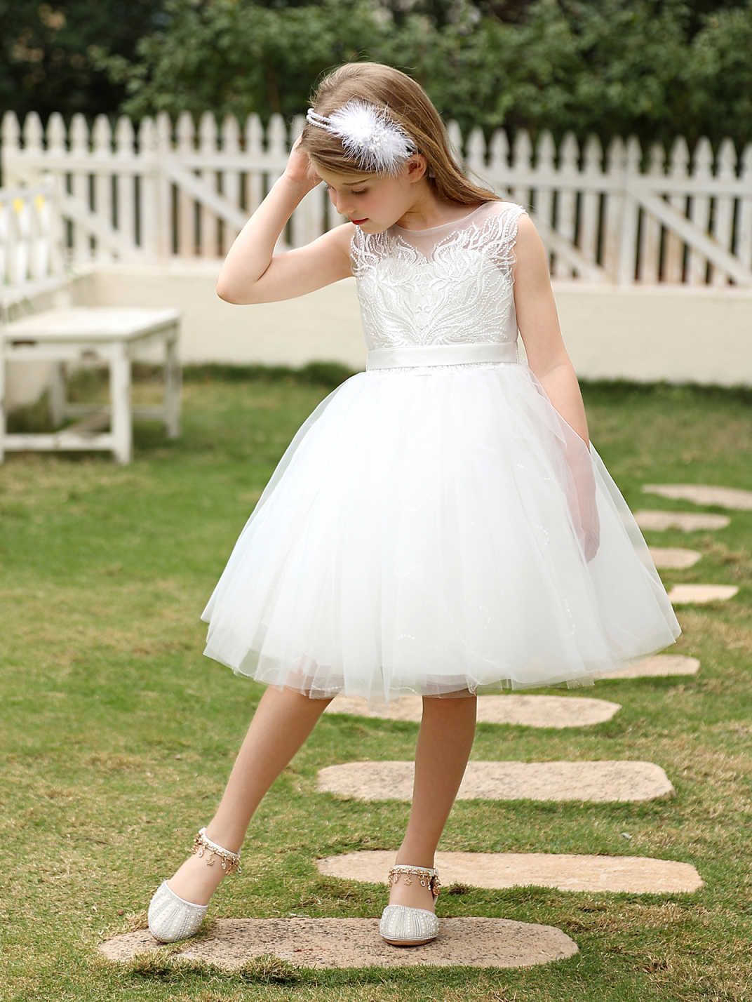 Vestido de niños transfronterizos princesa niñas vestidos de niñas vestidos de boda corto sin mangas