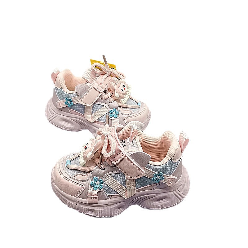 2025 primavera zapatos de bebé para niñas zapatos de boca cuadrada de dibujos animados zapatos para niños pequeños para niñas zapatos de princesa de suela suave ligero