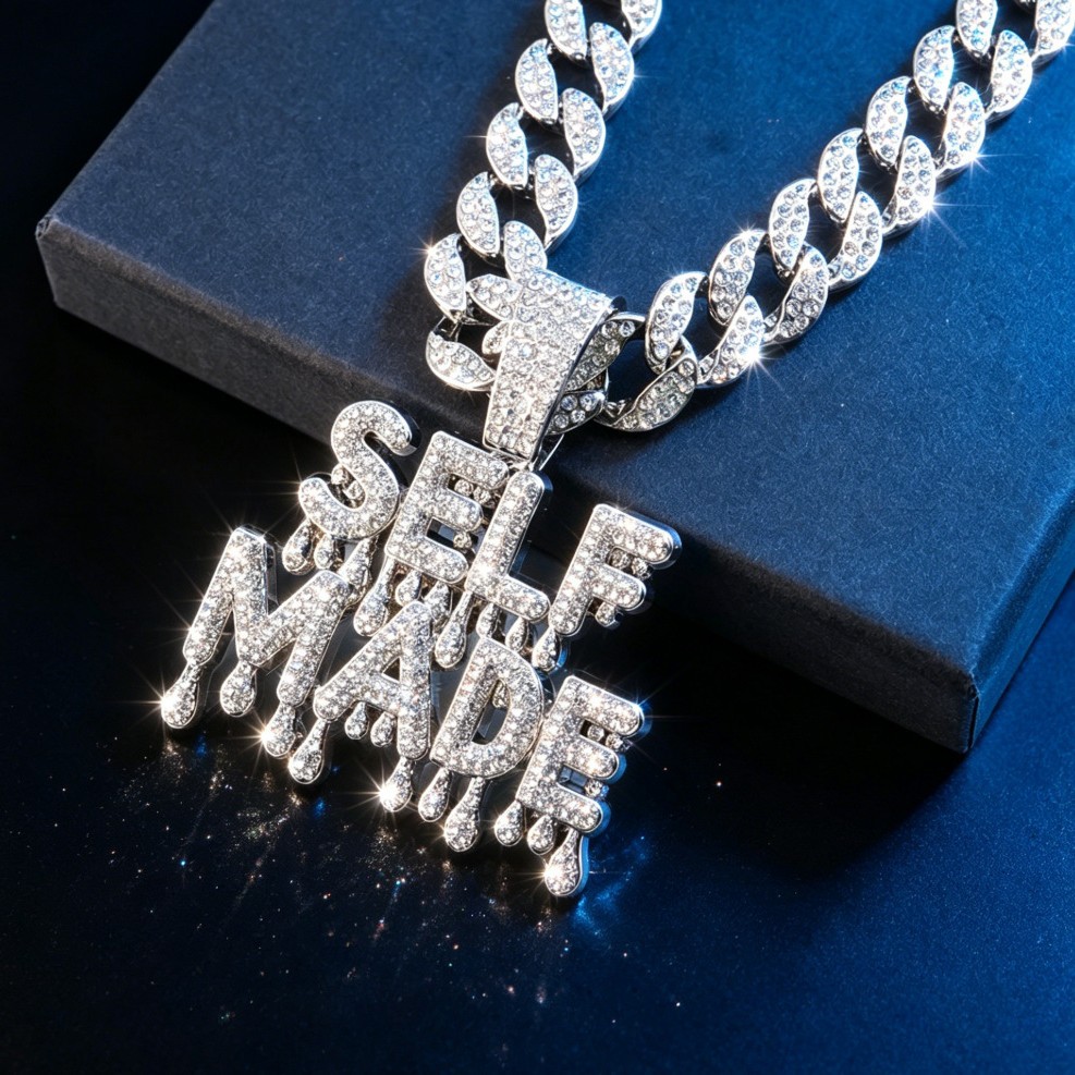 Collar europeo y americano SELFMADE doble colgante de letras personalidad creativa collar de hip-hop