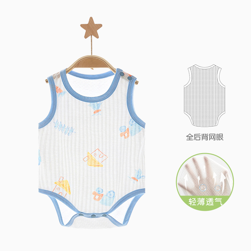 Ropa de verano para bebé recién nacido, unisex, pijama fino y transpirable, mono triangular, conjunto de verano para bebé image 8
