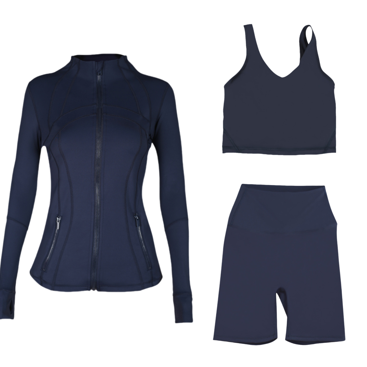 Women's 3-Piece Workout Set – Breathable Jacket, U-Back Sports Bra & 5" Shorts For Yoga, Running & Gym (S-Xxxl, 40+ Colors)​_ecoleips.com