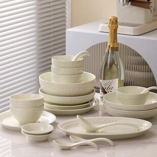 Truffle white ceramic tableware full set combination simple bowl and chopsticks plate housewarming gift box high temperature resistant underglaze