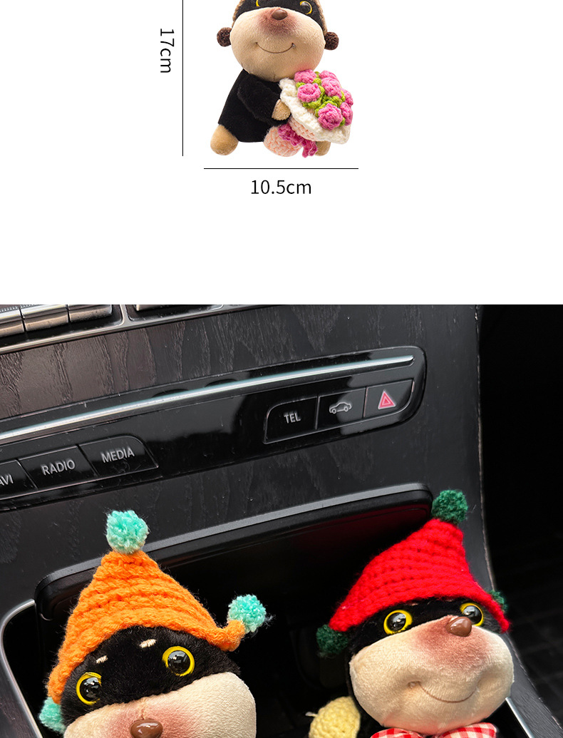 Car ornaments cute doll bee dog car central control screen lying prone doll display screen decoration car accessories