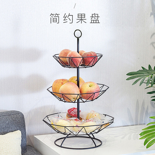 Carefully selected Nordic-style lotus leaf fruit tray, living room European-style home coffee table, three-tier shelf, internet-famous multi-layer storage basket for snacks.