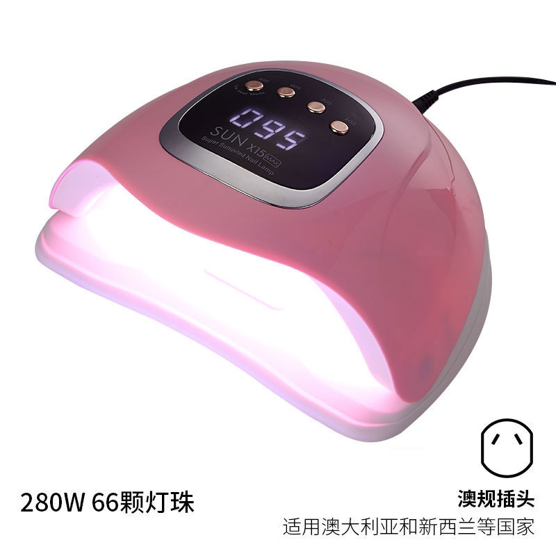 Lámpara de uñas de alta potencia de 280W, temporizador UV, lámpara de fototerapia inteligente, luz roja, secador de uñas de secado rápido, transfronterizo