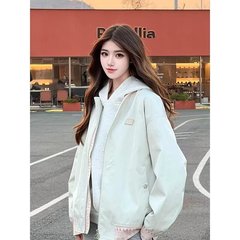飞行员夹克男生春秋款杏色棒球领外套女2025国潮休闲衣服新款潮流