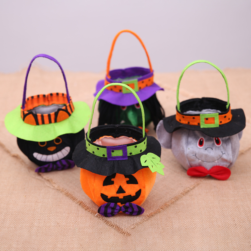 Bolsa de regalo de calabaza de Halloween suministros de decoración bolsa redonda con capucha bolsa de calabaza regalo de caramelo para niños del festival de fantasmas