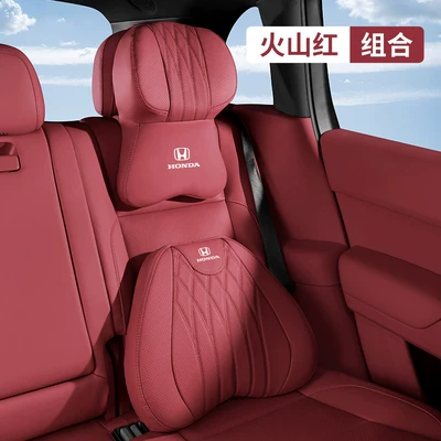 Suitable for Honda Accord, Cr-V, Civic, Inspire, Breeze, and Elysion Car Neck Pillows, Headrests, and Lumbar Cushions (Headrest) - honda-aviation-grade-headrest-lumbar-support-volcano-red-2-pack