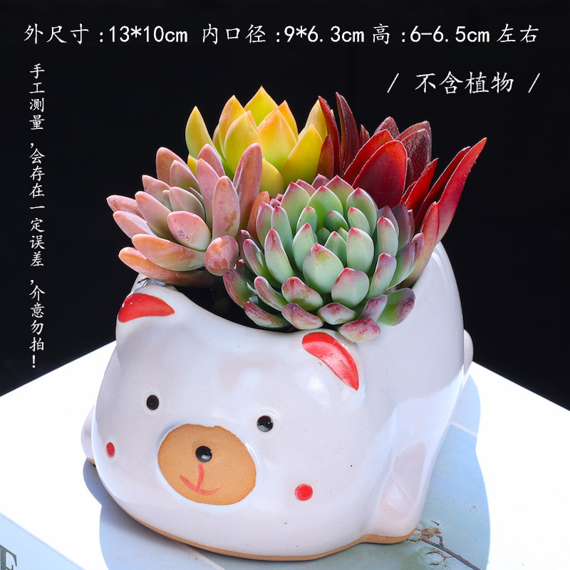 越境動物多肉植木鉢アニメ陶磁器萌え系創意小植木鉢組み合わせ通気植木鉢幼稚園装飾|undefined