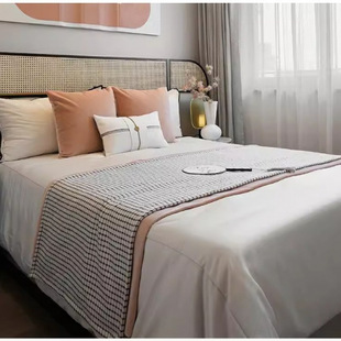 Light Luxury Retro Mid-Century Style Model Room House Brown Coffee Color High-End Soft Furnishing Bedding Pillow Multi-Piece Set