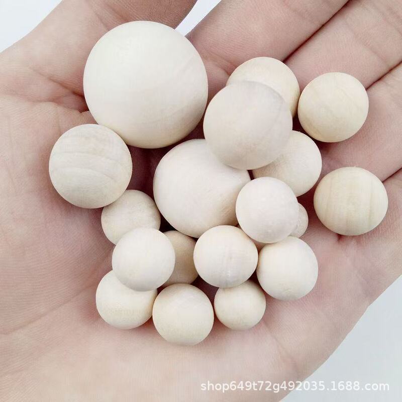 Cross-Border Ready-Made Wooden Lotus Wood Balls Solid Wood Balls 0.8Cm-7Cm Non-Porous Beads Solid Balls Dry Material Wet Material