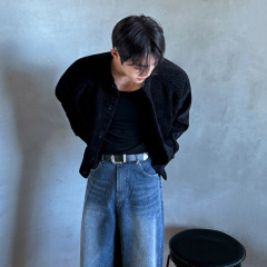 MYQ灯芯绒短款立领夹克男秋季cleanfit外套韩系慵懒风宽松上衣