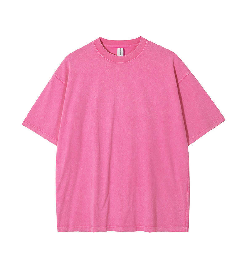 Transfronterizo europeo y americano pesado copo de nieve frito algodón retro lavado y viejo OVERSIZE camiseta de manga corta personalizada de marca de moda de bricolaje