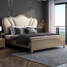 HJ%欧式纯实木床1.8米双人大床1.5米美式轻奢储物高箱实木床