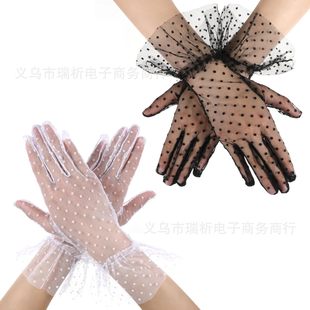 Lace Gloves for Women, Thin Leopard Print, Sexy and Fashionable, Hollow Spring and Summer Outdoor Sun Protection Finger Gloves, Elegant and Versatile