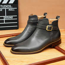 白色马丁靴男款新款真皮高帮百搭商务侧拉链英伦风靴子切尔西靴