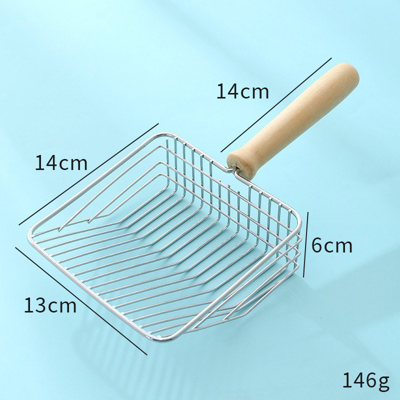 Pala de arena para gatos de acero inoxidable Pala de mierda para gatos Pala de arena para gatos de metal grande Pala de arena para gatos