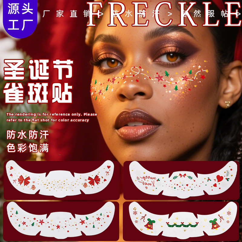 Cross-Border New Christmas Freckle Tattoo Stickers Hot Stamping European and American Party Flash Face Makeup Temporary Tattoo Stickers
