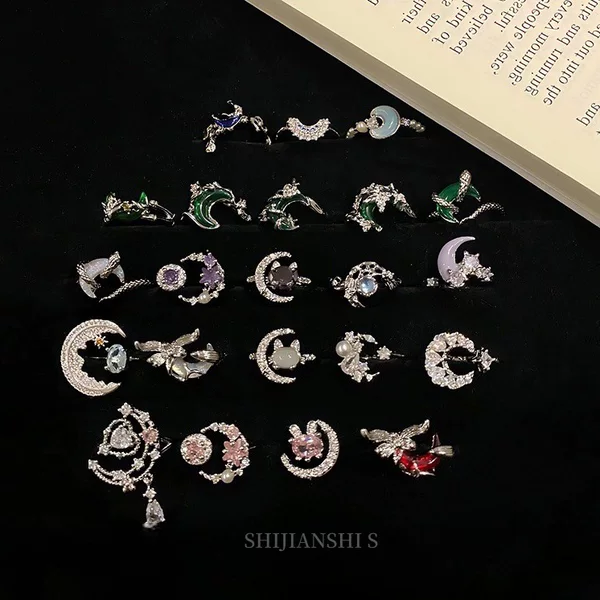 "Xingyue Fairy Tale" French High-End Dark Night Star and Moon Ring Women's Niche Accessible Luxury Elegant Versatile Ring Accessories