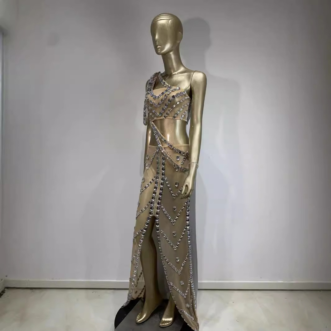 New Sexy Shiny Rhinestone Dress Suit