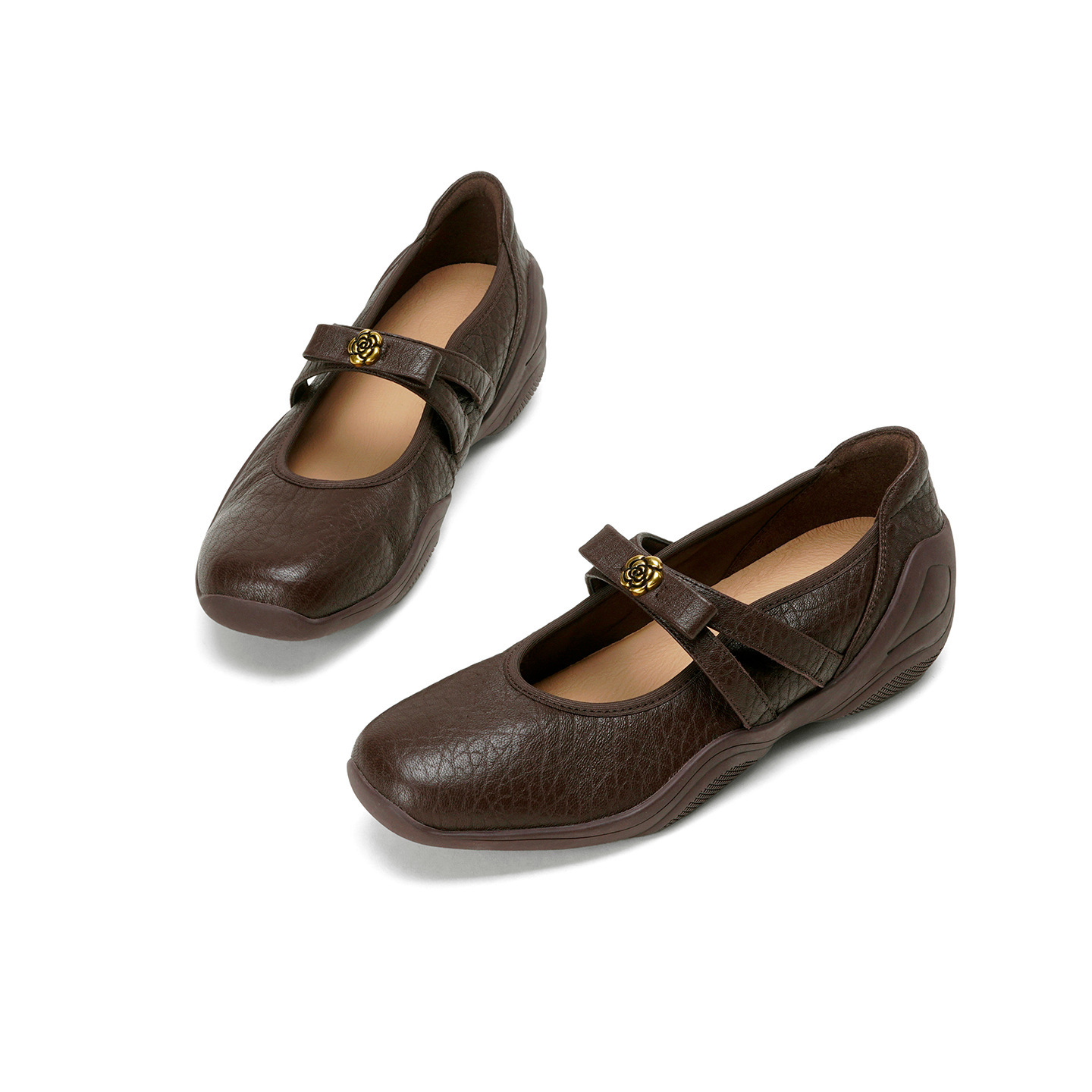 Giày Mary Jane nữ da cừu mềm đế xuồng thấp quai ngang — màu nâu chi tiết 16