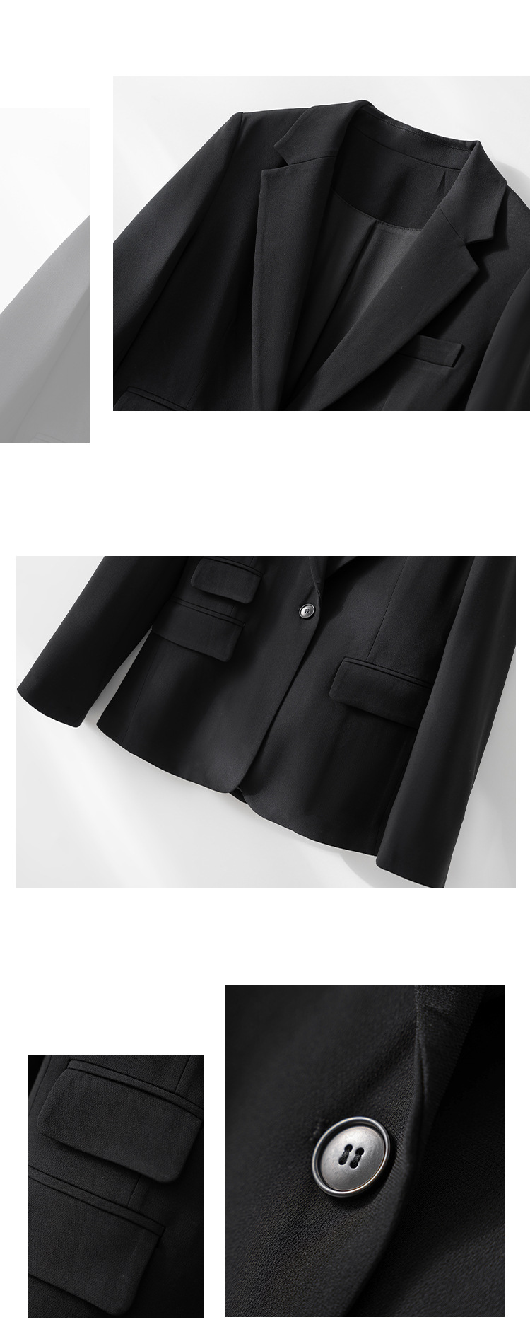 Women's Triacetate Blazer Slim Fit One Button Suit Jacket_voghion.com
