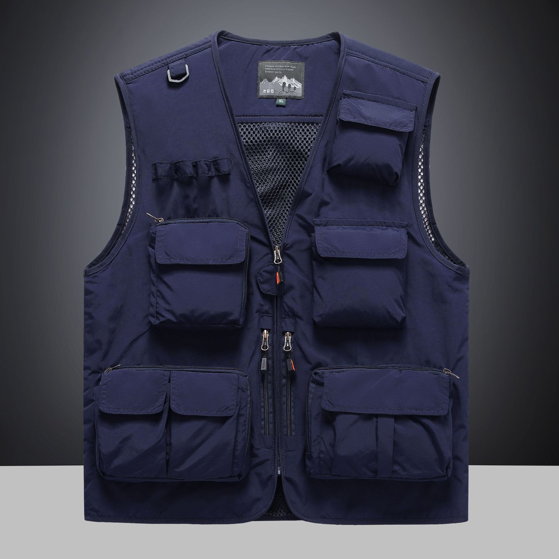 Casual chaleco de hombre al aire libre de bolsillos fotografía chaleco de pesca hombro chaleco de gran tamaño chaleco de color sólido hombre casual chaqueta