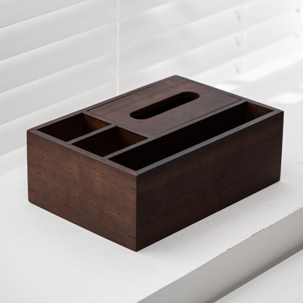 Caja de pañuelos de nogal negro hogar caja de pañuelos de estilo chino sala de estar multifuncional caja de almacenamiento de madera maciza mesa de té caja de organización