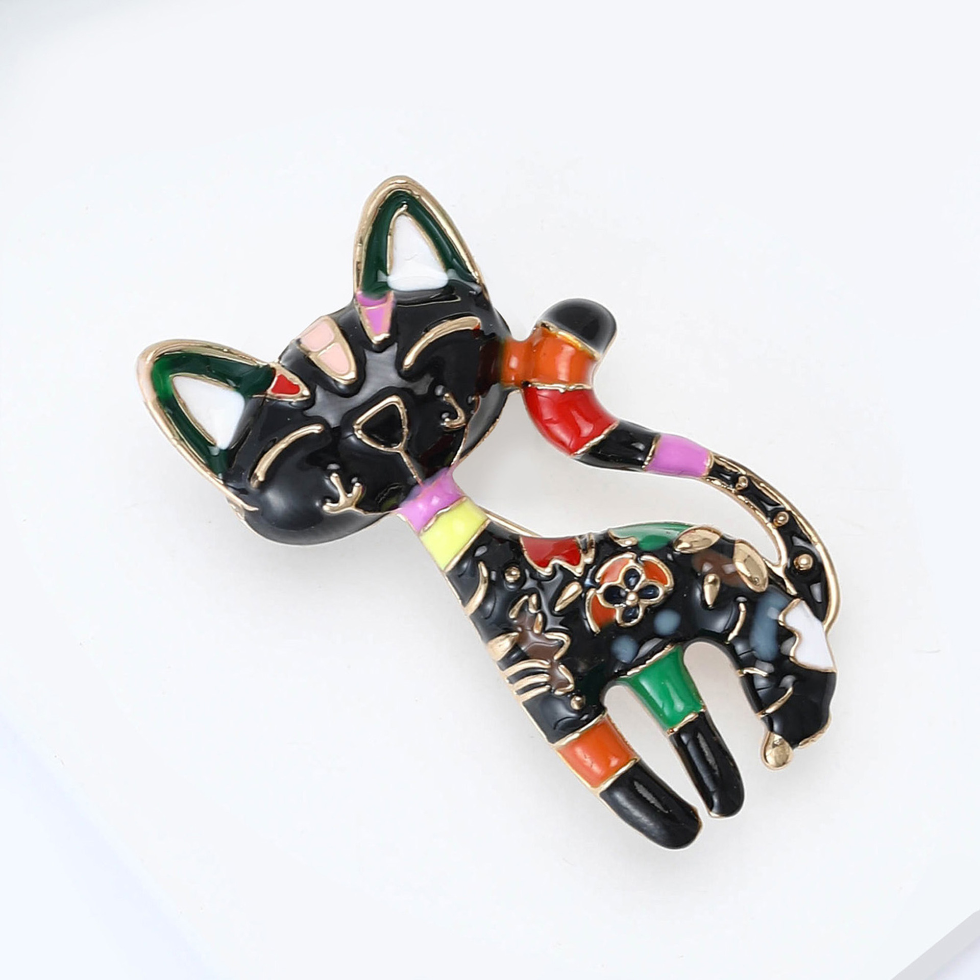 European and American style alloy oil drop color cute cat brooch pin cartoon personality kitten corsage spot supply