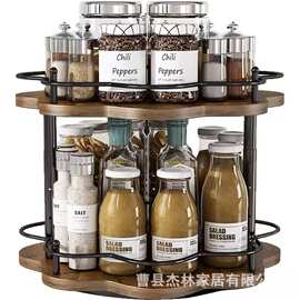 跨境厨房调料瓶收纳架双层化妆品整理架可旋转洗漱品香水架调料架