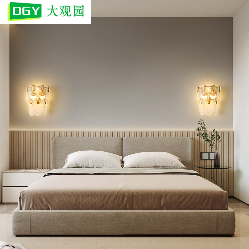 DGY lámpara de pared lámpara de noche moderna escalera minimalista sala de estar lámpara de pared de fondo francés luz lámpara de cristal de lujo lámparas Zhongshan