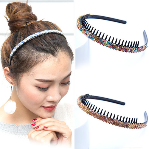 Korean rhinestone simple non-slip headband face-washing hair clip with teeth hair accessory Korean style adult trendy hairpin for women