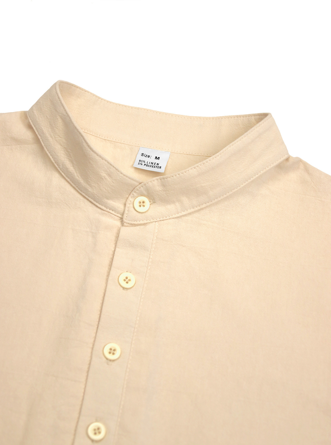 Camicia uomo casual in lino con maniche lunghe e collo coreana_voghion.com