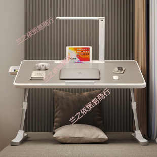 Small Table with Desk Lamp, Foldable Lifting Bed Desk, Student Writing Bay Window, Bedroom Dormitory