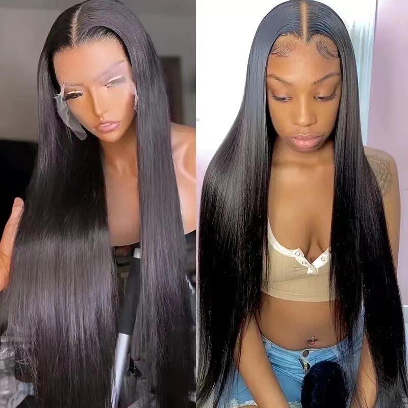 Cross-Border New Fashion Women's Middle-Parted Long Straight Hair Lace Front Wig Synthetic Fiber Full Headpiece Natural Long Straight Hair Cross-Border New Fashion Women's Middle-Parted Long Straight Hair Lace Front Wig Synthetic Fiber Full Headpiece Natural Long Straight Hair