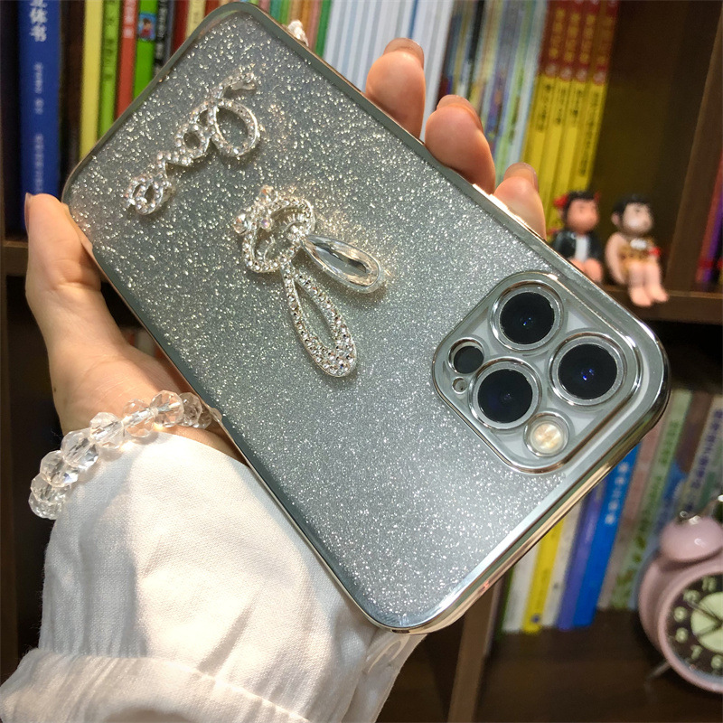 Glitter plating for MOTO E23 phone case G50 anti-drop E6S silicone all cartoon girl rhinestone rabbit tide