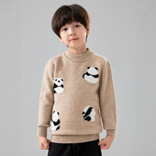 儿童羊毛衫半高领秋冬新款男女童羊绒卡通图案加厚毛衣针织衫洋气