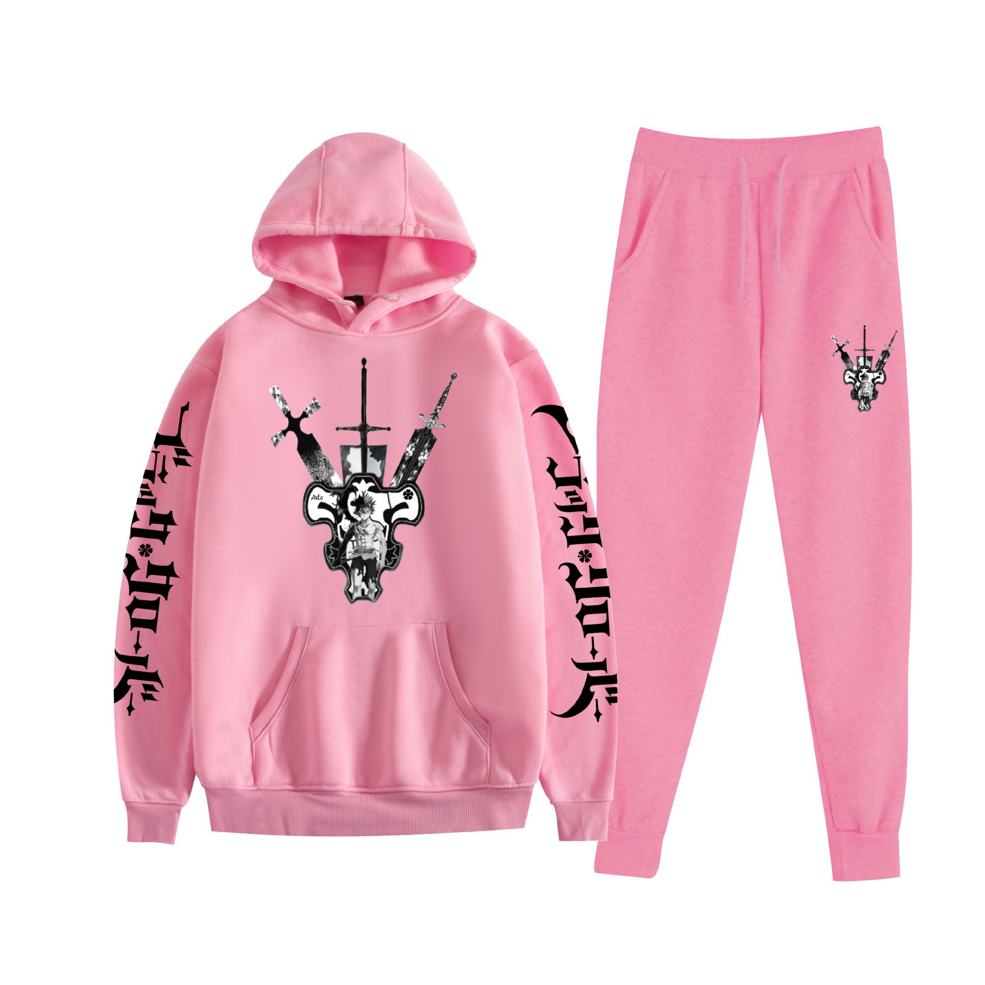 Comercio exterior nuevo estilo riman negro trébol de cuatro hojas Black Clover suéter con capucha corsés traje de dos piezas