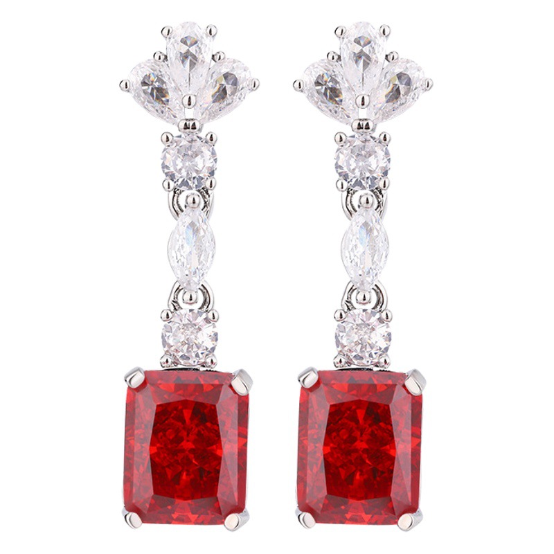 Otoño e invierno nuevo Zhuang Sheng joyería de alto carbono diamante hielo flor corte cobre incrustaciones chino cubo rojo azúcar traje mujer piedra principal 8*10